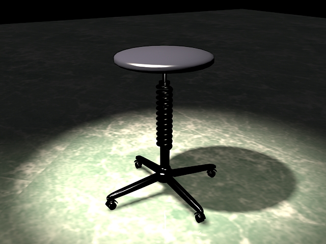 Round bar stool with wheels 3d rendering