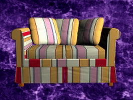 Striped loveseat 3d preview