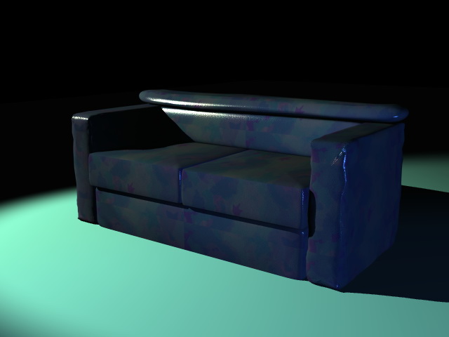 Blue leather loveseat 3d rendering