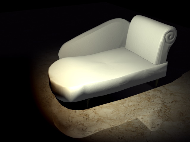 White chaise lounge 3d rendering
