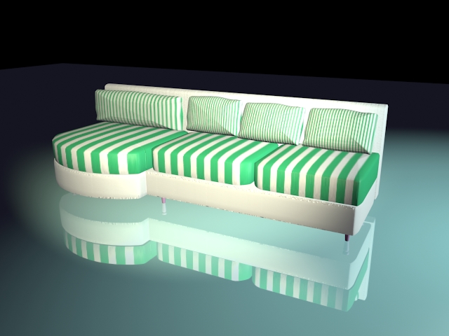 Striped sofa with chaise 3d rendering