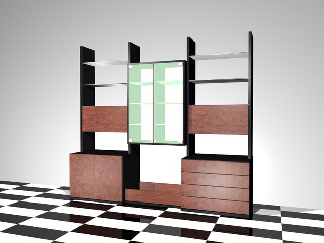 Office wall units 3d rendering