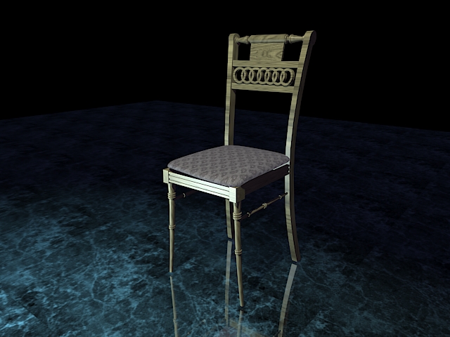 Vintage wood dining chair 3d rendering