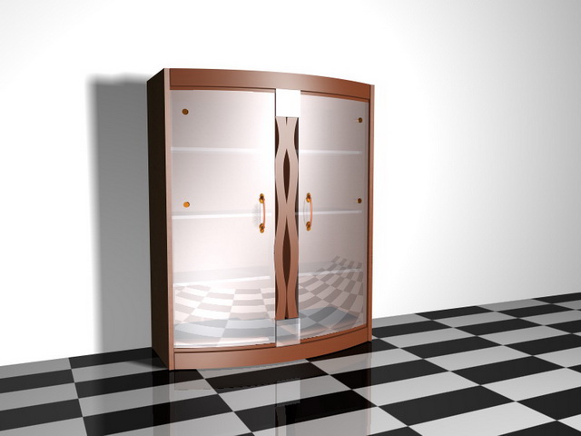 Wine cabinet with glass door 3d rendering