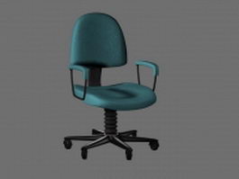 Blue task chair with arms 3d model preview