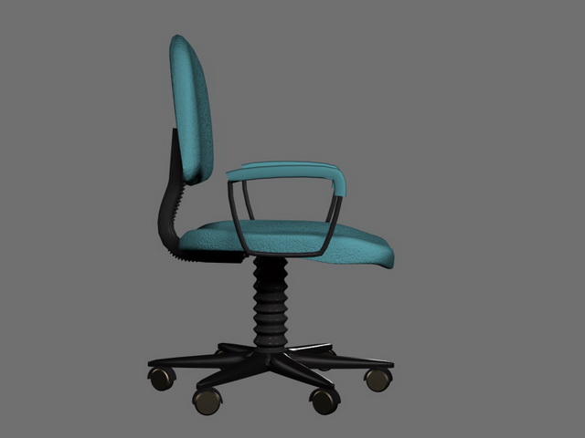 Blue task chair with arms 3d rendering