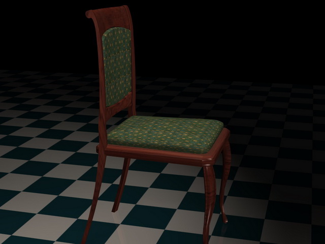 Red wood dining chair 3d rendering