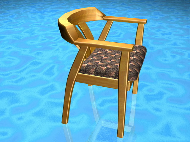Yellow wood dining chair 3d rendering