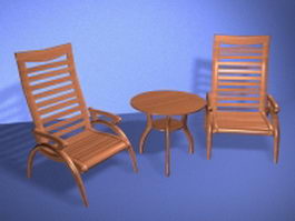 Accent table and chairs set 3d model preview