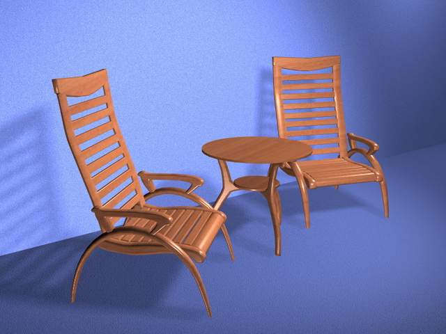 Accent table and chairs set 3d rendering