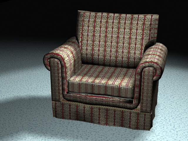 Floral fabric sofa chair 3d rendering
