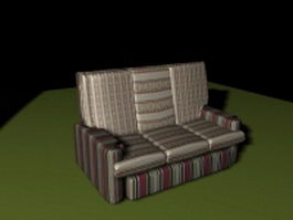 Red striped sofa 3d model preview