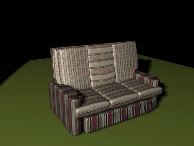 Red striped sofa 3d rendering