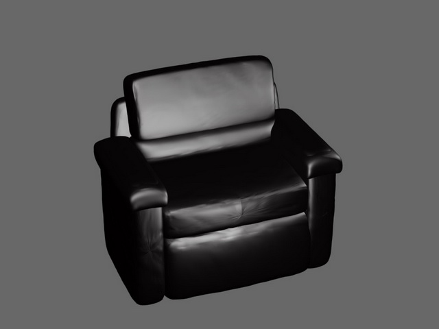 Black leather sofa chair 3d rendering