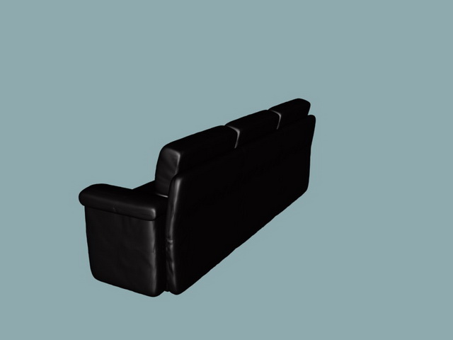 Black leather sofa 3d rendering