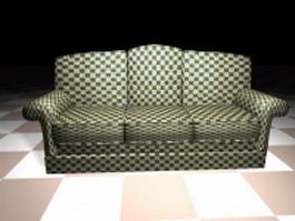 Three cushion fabric sofa 3d model preview