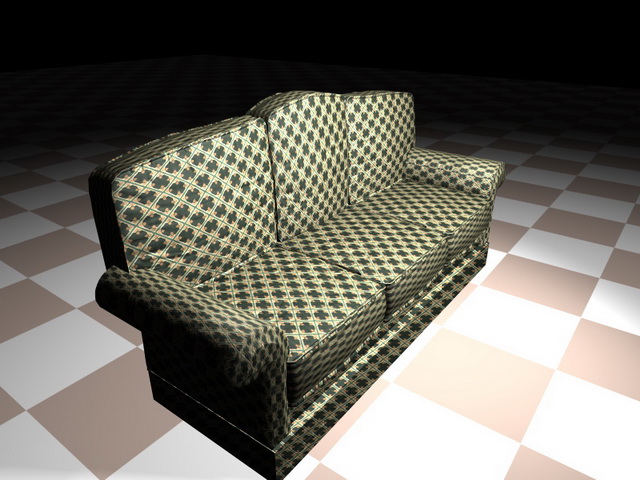 Three cushion fabric sofa 3d rendering