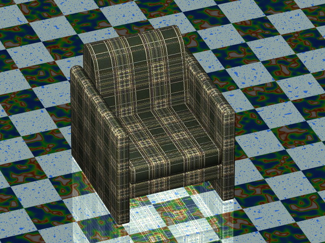 Plaid club chair 3d rendering