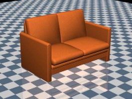 Orange loveseat 3d model preview
