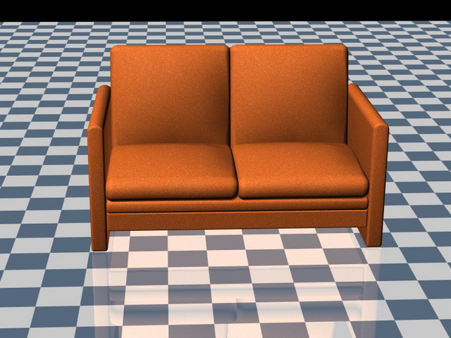 Orange loveseat 3d rendering