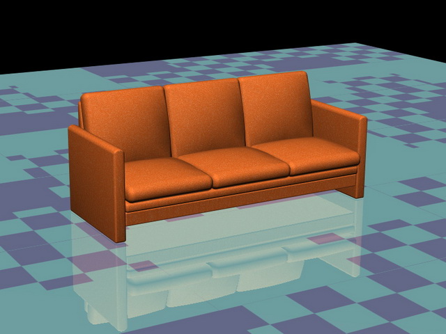 Orange sofa couch 3d rendering