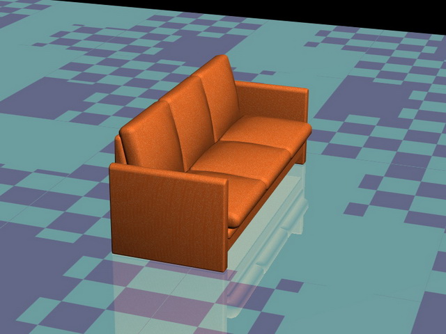 Orange sofa couch 3d rendering
