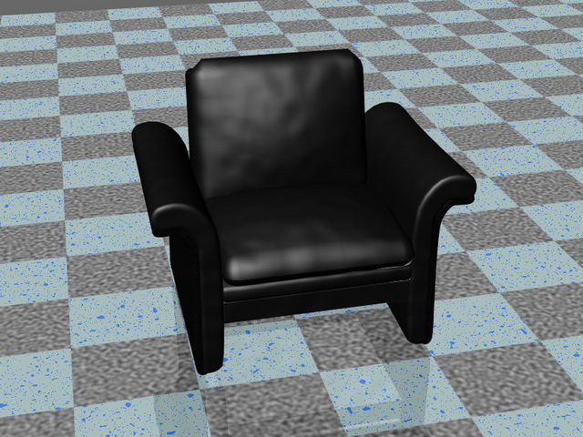 Black leather club chair 3d rendering