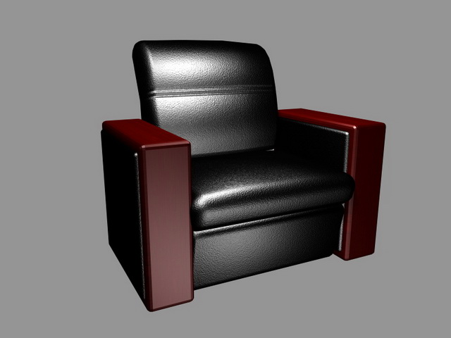 Black leather club chair 3d rendering