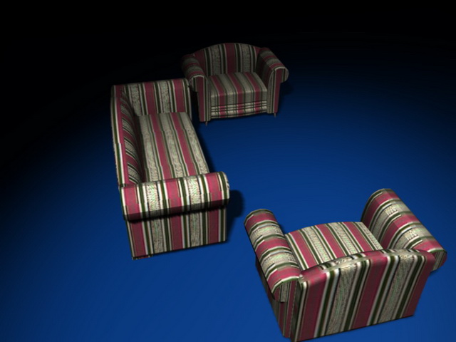 Striped sofas living room furniture 3d rendering