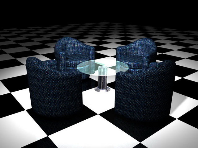 Coffee table and chair sets 3d rendering