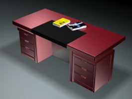 Executive desk and book 3d model preview