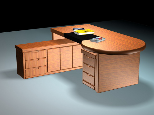 Office desk with file cabinets 3d rendering