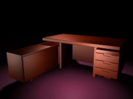 Executive desk with attached cabinet 3d model preview