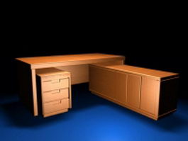Executive desk furniture sets 3d model preview