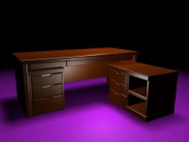 Modern executive desk furniture set 3d preview