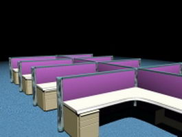 Office cubicle furniture systems 3d model preview