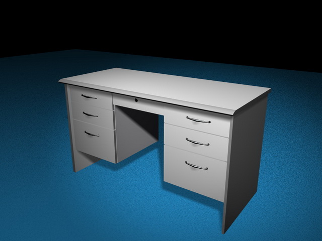 White office desk 3d rendering