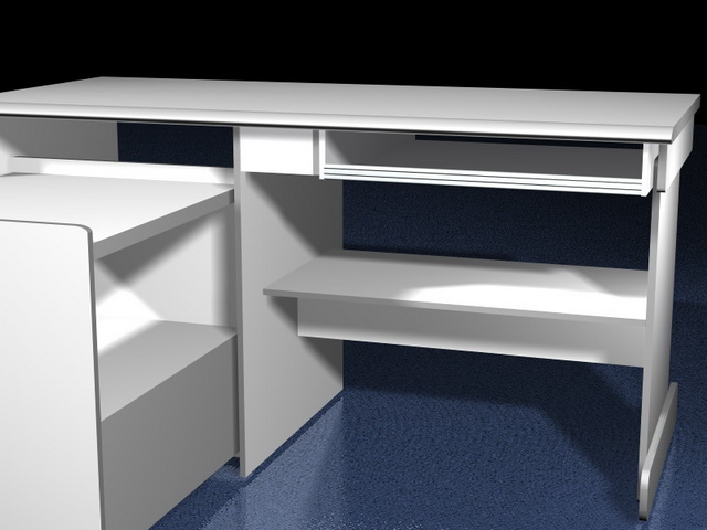White office computer desk 3d rendering