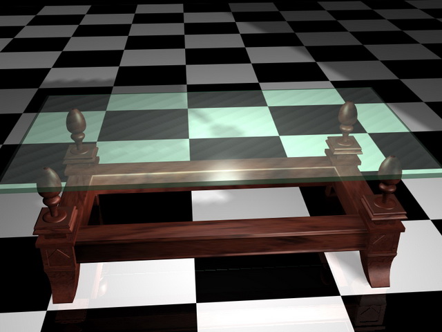 Glass top coffee table 3d rendering