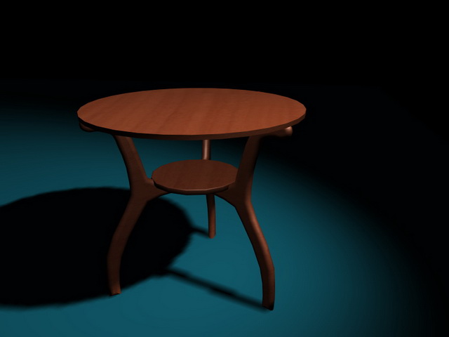 Round wood coffee table 3d rendering