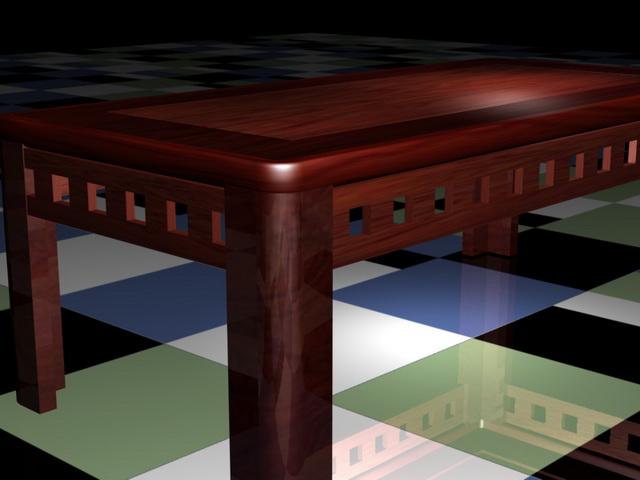 Redwood coffee table 3d rendering