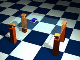Modern glass top coffee table 3d preview