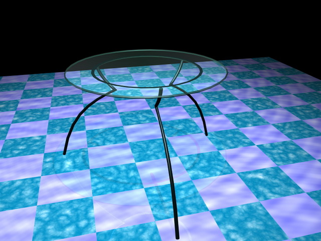 Modern round glass coffee table 3d rendering