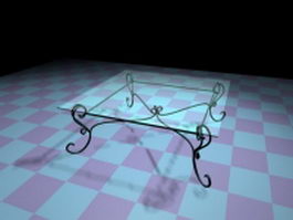 Iron and glass coffee table 3d preview