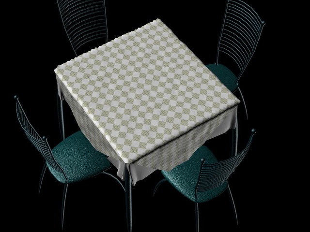5 Piece metal dining sets 3d rendering