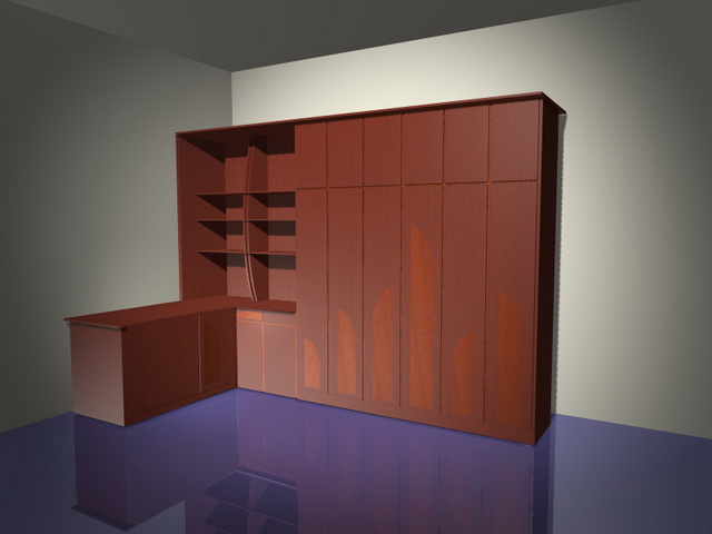 Office wall storage systems 3d rendering