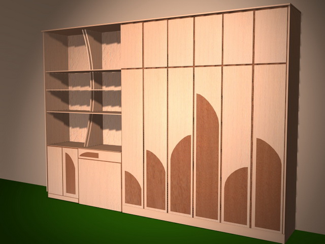Bedroom wall storage systems 3d rendering