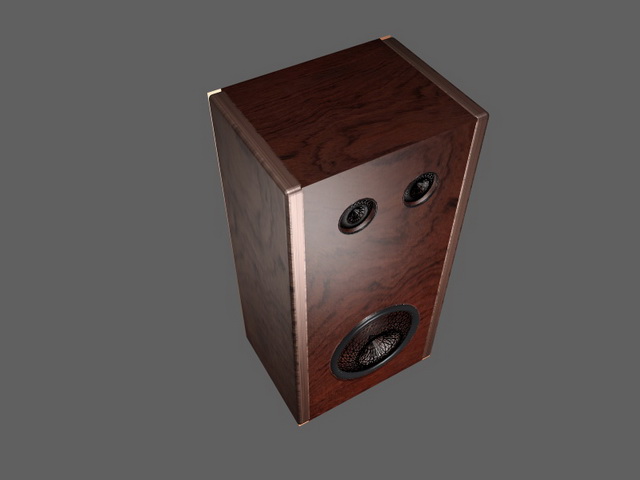 Vintage wood bookshelf speaker 3d rendering
