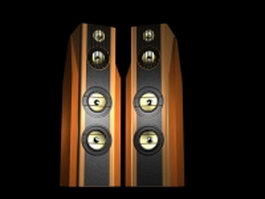 Wooden stereo speakers 3d model preview