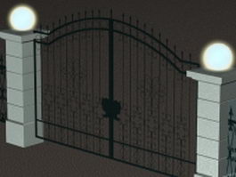 Wrought iron gate and fence 3d model preview